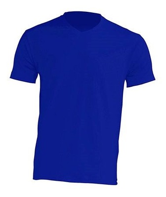 T-SHIRT MĘSKA koszulka JHK V-NECK niebieska RB S