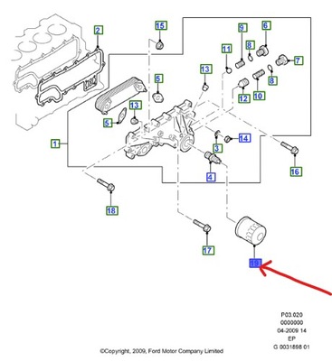 Фильтр масла ford ranger everest explorer 2.5diesel фото №1