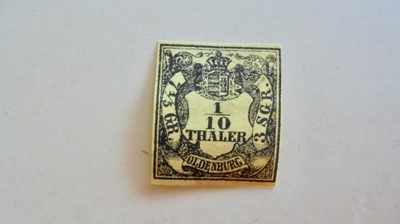 1852 Oldenburg Mi.4a* czysty znaczek, stan dobry, wartość 1000,- Euro