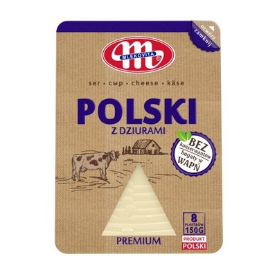 Mlekovita Ser Polski z dziurami plastry 150 g