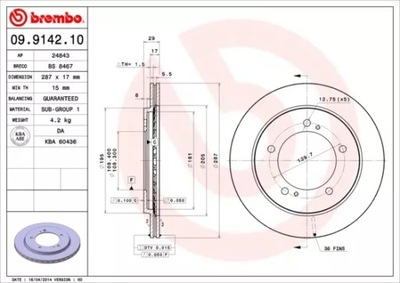 ДИСК ТОРМОЗНОЙ 287MM