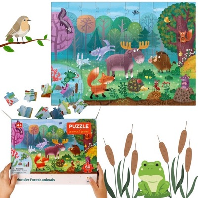 Puzzle Niesamowite Zwierzęta Leśne 60 Elementów Układanka Edukacyjna
