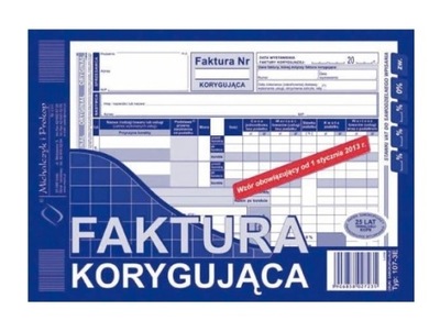 Faktura korygująca A5, 80 kartek