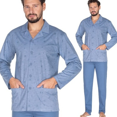 REGINA piżama męska rozpinana 444 niebieski