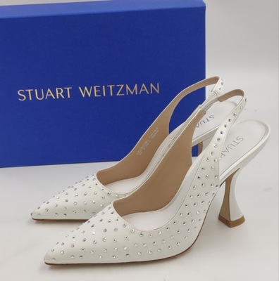 Buty białe ślubne satyna STUART WEITZMAN R.37 ST33L