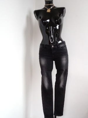 ZARA czarne przecierane jeansy rurki spodnie S 36