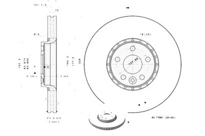 BREMBO DISKAI STABDŽIŲ 2SZT. VOLVO XC60 2.0-3.2 0 