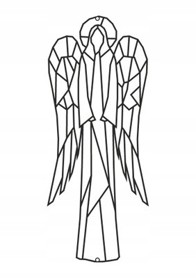 Dekoracja metalowa geometryczna Anioł 70 cm srebrny