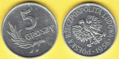 POLSKA 5 groszy 1958 r.