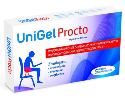 UniGel Procto 5 czopków ból krwawienie hemoroidy