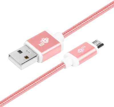 Kabel USB-MICRO USB 1.5 m TB Sznurek Różowy Oplot