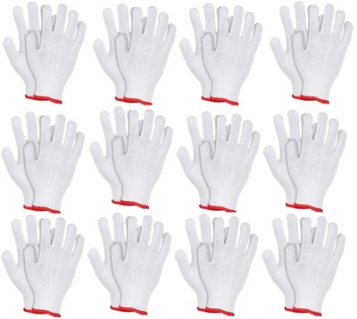 Rękawice Ochronne Dziane Białe Bawełniane 12 par 9