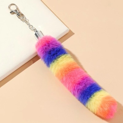 Colorful Fluffy Plush Tail Keychain Women Phone Handbag Pendant Ornament 