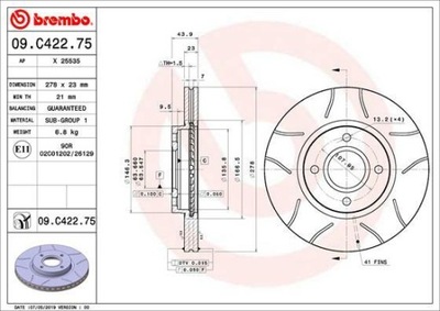 DISKU STABDŽIŲ BREMBO MAX LINE 09.C422.75 