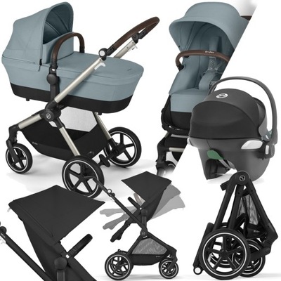 WÓZEK CYBEX 3W1 EOS LUX TPE SKY BLUE I FOTELIK ATON B2