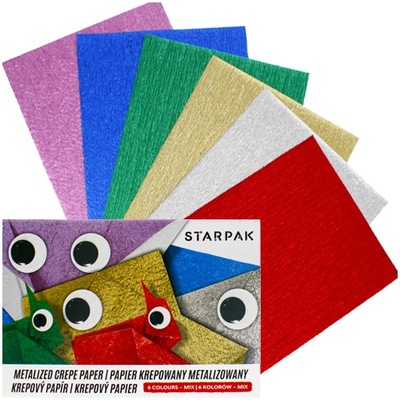 PAPIER KREPOWANY METALIZOWANY C5 TECZKA 6 KOLOLRÓW STARPAK