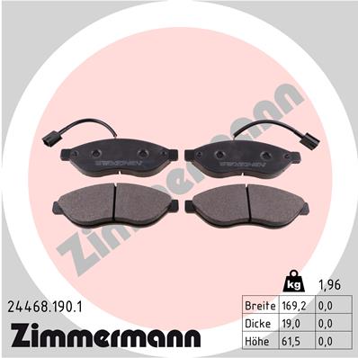 ZIMMERMANN 24468.190.1 JUEGO ZAPATAS HAMULCOWYCH, FRENOS TARCZOWE  