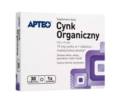 Suplement diety Apteo Cynk organiczny 30 tabletek