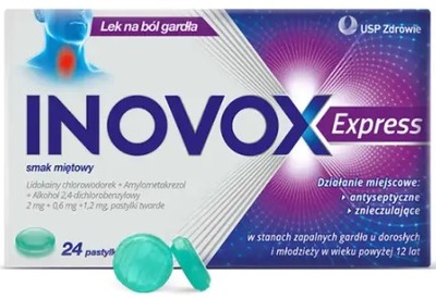 Inovox Express smak miętowy 24 pastylki
