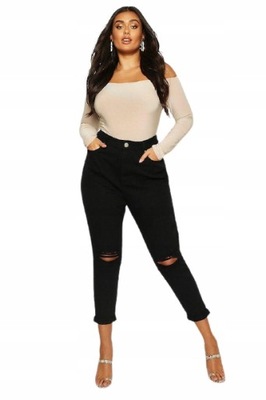 BOOHOO PLUS SPODNIE JEANSOWE Z PRZETARCIAMI 3XL