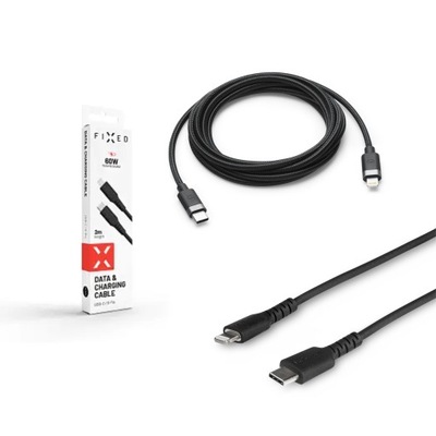 FIXED Kabel Silicone USB-C/Lightning, 1,2m, Czarny