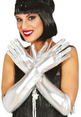 Rękawiczki srebrne długie 44 cm
