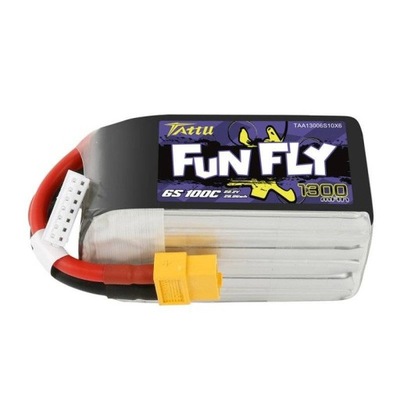 TATTU MOCNY AKUMULATOR BATERIA LIPO FUNFLY 1300MAH 22.2V 100C 6S1P XT60