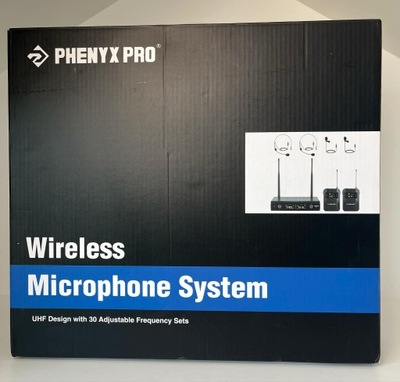 Phenyx Pro Bezprzewodowy zestaw mikrofonowy 2x mikrofon klapowy słuchawkowy