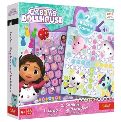 TREFL Gra 2w1 Gabby's Dollhouse Chińczyk/ Węże i drabiny