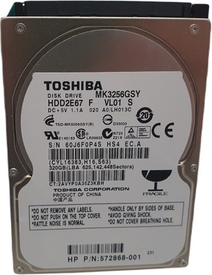 Dysk twardy Toshiba MK3256GSY 320GB SATA II 2,5" 7200RPM