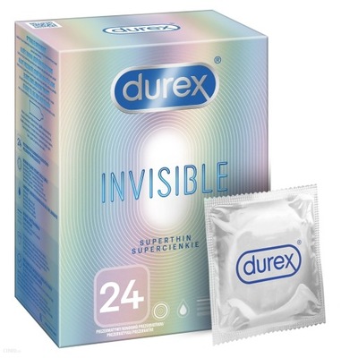 DUREX INVISIBLE Prezerwatywy NAJCIEŃSZE 24 sztuki