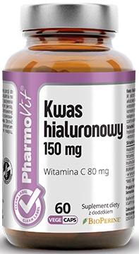 PHARMOVIT KWAS HIALURONOWY 150mg 60k JĘDRNA SKÓRA