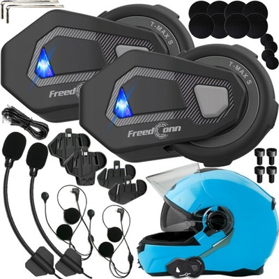 INTERKOM PARA MOTOCICLETA FREEDCONN + KOMUNIKATY PL + 4 MIKROFONY + BLUETOOTH  