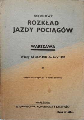 Rejonowy rozkład jazdy pociągów 1989-1990