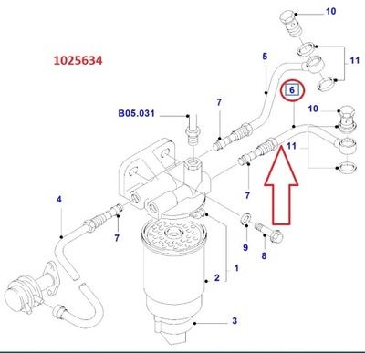 Шланг топлива обратный ford transit 1025634 фото №1