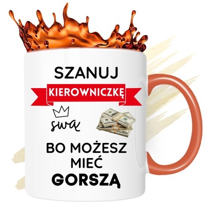 KUBEK DLA KIEROWNICZKI POMARAŃCZOWY SZANUJ