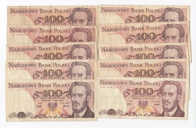 1. Zestaw banknotów PRL, 10 x 100 zł 1976