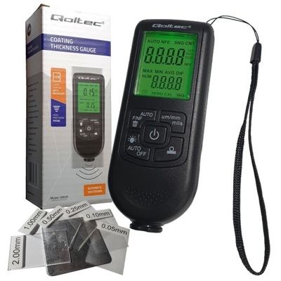 QOLTEC MIERNIK GRUBOŚCI LAKIERU WYŚWIETLACZ LCD 0 ~ 2000UM + PRÓBKI TESTOWE