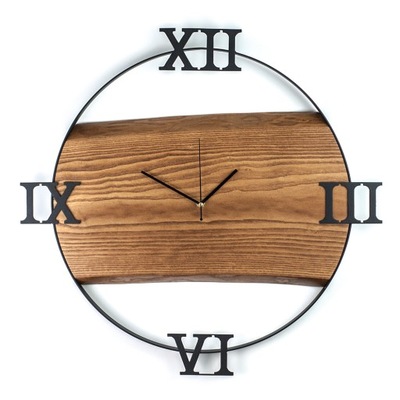 Zegar ścienny drewno naturalne LOFT | 50 cm