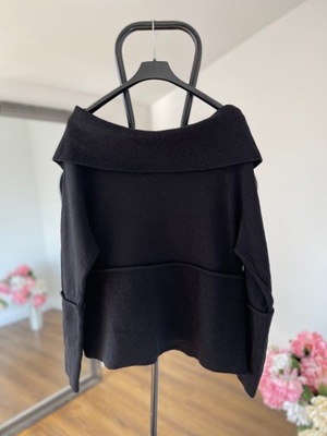 ANNETTE GORTZ czarny minimalistyczny sweter WEŁNA