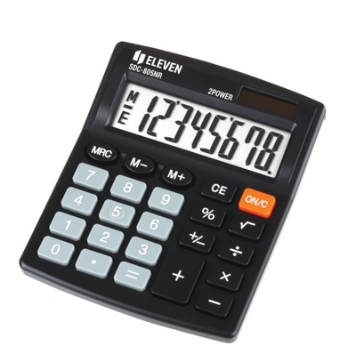 Eleven Kalkulator SDC805NR, czarna, biurkowy, 8 miejsc, podwójne zasilanie