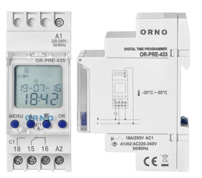 Elektroniczny Programator Czasowy Timer z Wyświetlaczem LCD na Szynę DIN