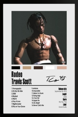 Travis Scott Rodeo Plakat Obraz z albumem w ramce Prezent muzyka 30x20 cm