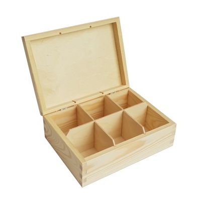 Drewniane pudełko na herbatę 6 przegród