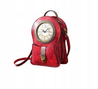 Staromodny zegar torebka damska vintage czerwony