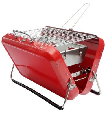 Mobilny grill piknikowy walizka bushkraft czerwony