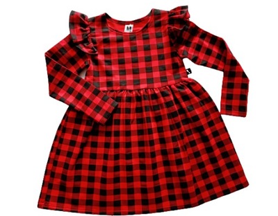 Sukienka czerwono-czarna krata - Style Kids r.92