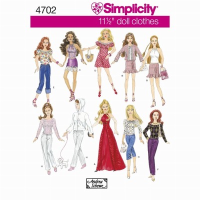 Ubranka dla lalek barbie - wykrój SIMPLICITY S4702