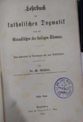 Lehrbuch tatholifchen Dogmatif 1874 r. 2 tomy