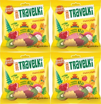 WAWEL Fresh&Fruity Żelki Travelki smaki AZJI 80g x4